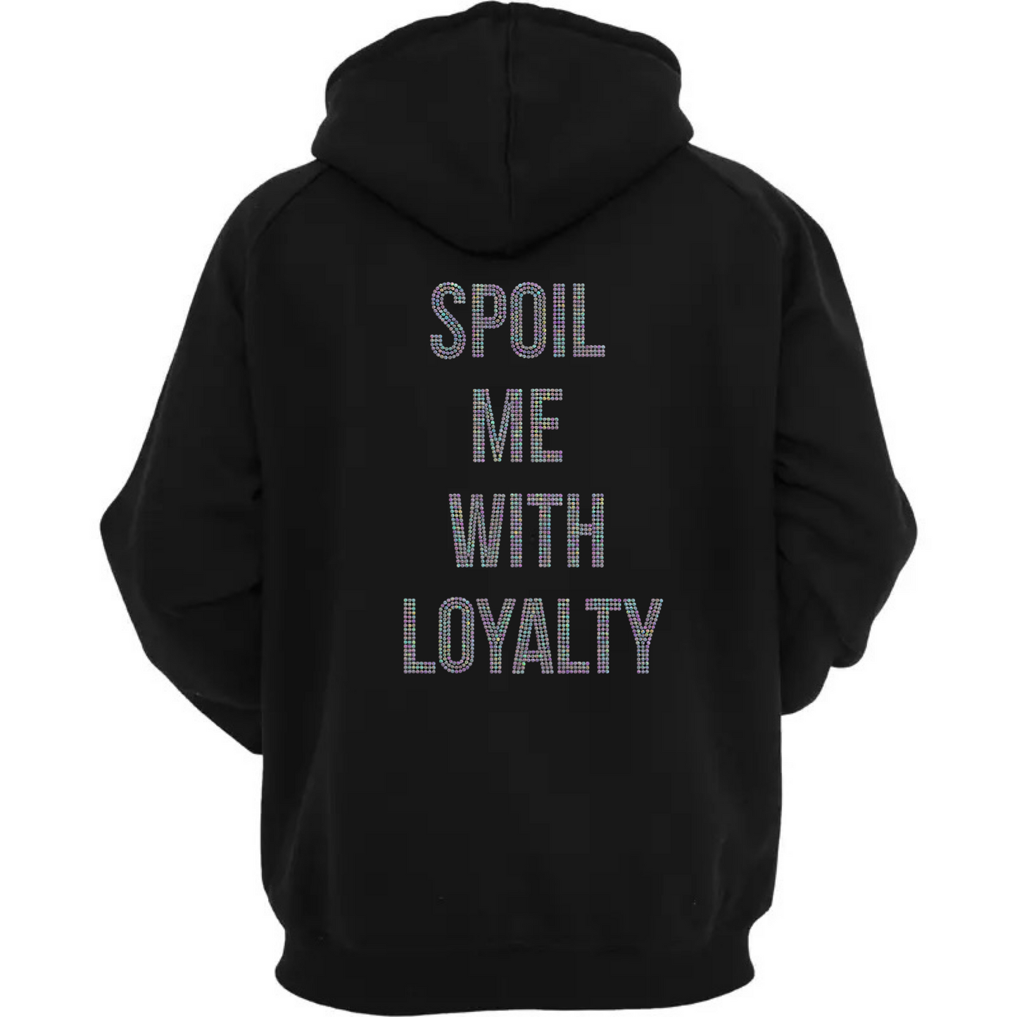 BLACK "Spoil me" hoodie with Rhinestones
