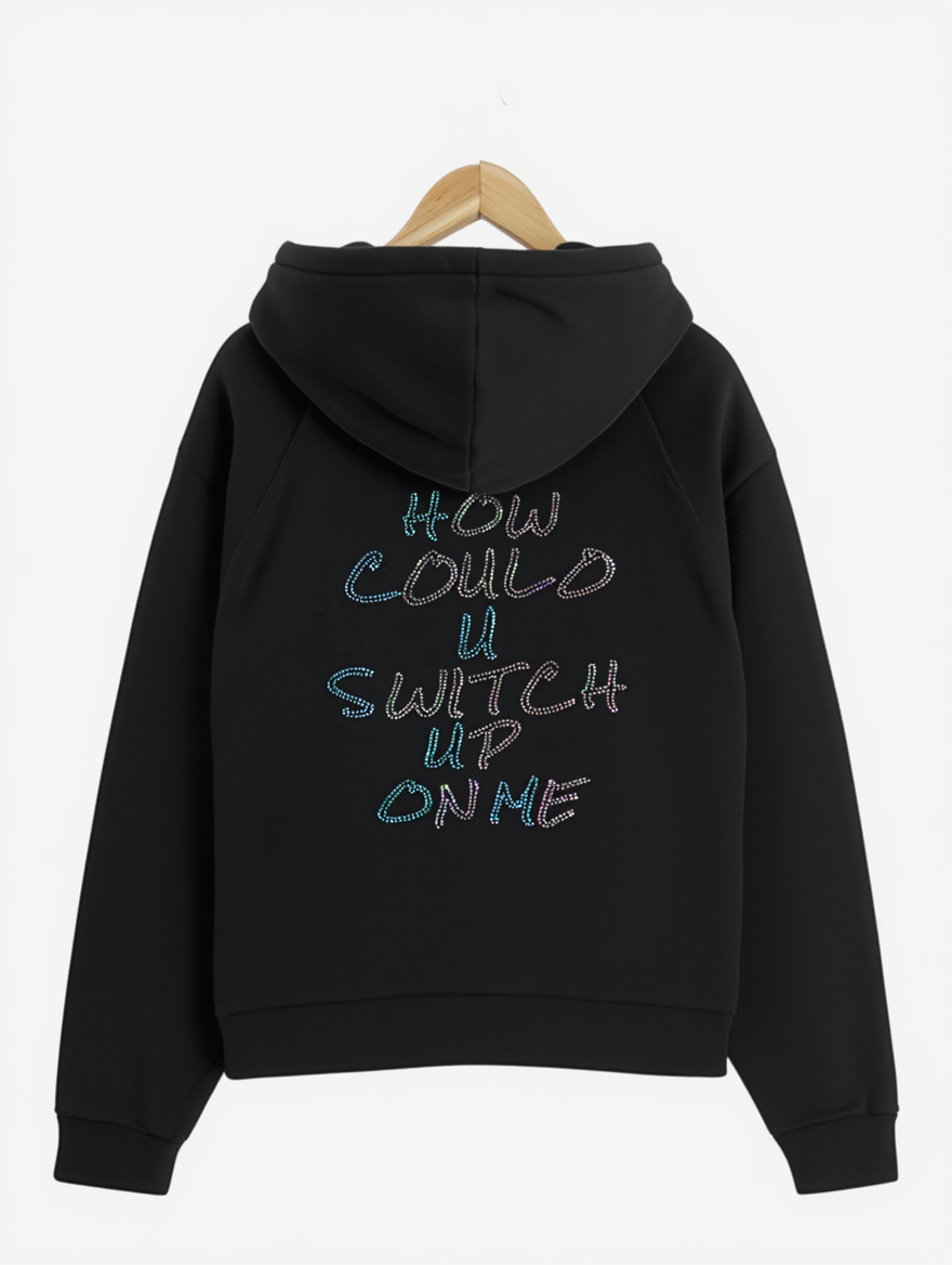 BLACK Toni Hoodie with Rhinestones