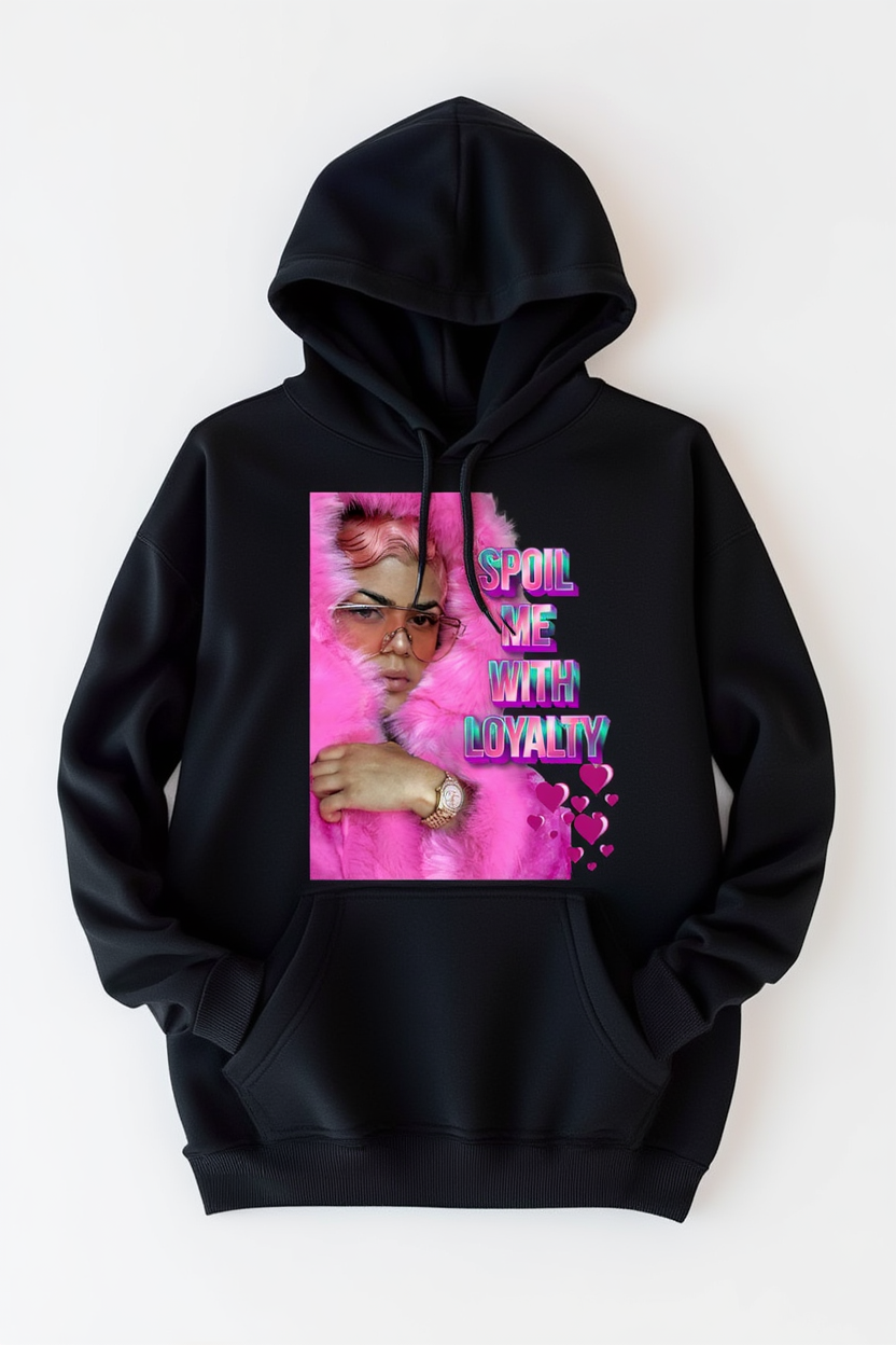 BLACK "Spoil me" hoodie with Rhinestones